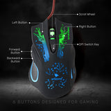 ARIZONE 6-key Usb Wired Gaming Mouse 2400DPI, Backlit USB 6 button Gaming Mouse for PC, Desktop, Gaming Console