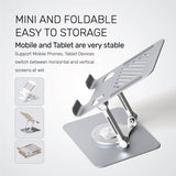ARIZONE Tablet Stand for Desk, 360° Rotating Tablet Stand Holder, Foldable Portable Ergonomic Design, Compatible with iPad Pro/Air/Mini to 13.3 Inches Tablets, Silver