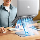 ARIZONE Adjustable Laptop Stand With 360 Degree Rotating Base, Aluminium Laptop Stand with Adjustable Height, Foldable Laptop Mount, Stable Metal Holder