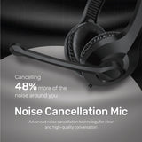 UP Q6 Active Noise Cancelling Wired Headphones - Over-Ear Volume Limiting Foldable Wireless Headphones with Microphone for Laptops and Computer (Black)