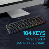 ARIZONE MK 30 Wired Mechanical Keyboard, USB Plug and Play, Full Size, Spill Resistant, English and Arabic Layout, Black