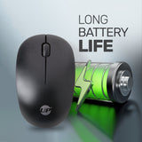 UP M204 Wireless Mouse, 1600 DPI, 3 button Mouse, Ergonomic Optical Mouse, USB Computer Mouse for Laptop, PC, Chromebook, Notebook Black