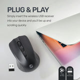 UP M15 Wireless Mouse, Portable USB Optical Wireless Computer Mouse with USB Receiver for Laptop, PC - (Black)