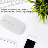 UP Slim Wireless Mouse, 2.4G Portable USB Optical Wireless Computer Mouse with USB Receiver, Adjustable DPI Compatible with Windows (White)