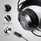 ARIZONE RGB Gaming Headphone with Mic, PC Gaming Headset, 50mm Drivers, Memory Foam Cushion for PC, PS4, Xbox one