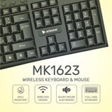 ARIZONE MK1623 Wireless Arabic/English Keyboard And Mouse Combo For Windows, 2.4 Ghz Wireless, Compact Wireless Mouse, Multimedia And Shortcut Keys, Pc/Laptop