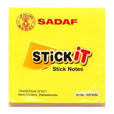 Sadaf StickIt Sticky Notes, 75 X 75mm, 100 Sheets, Neon Colour